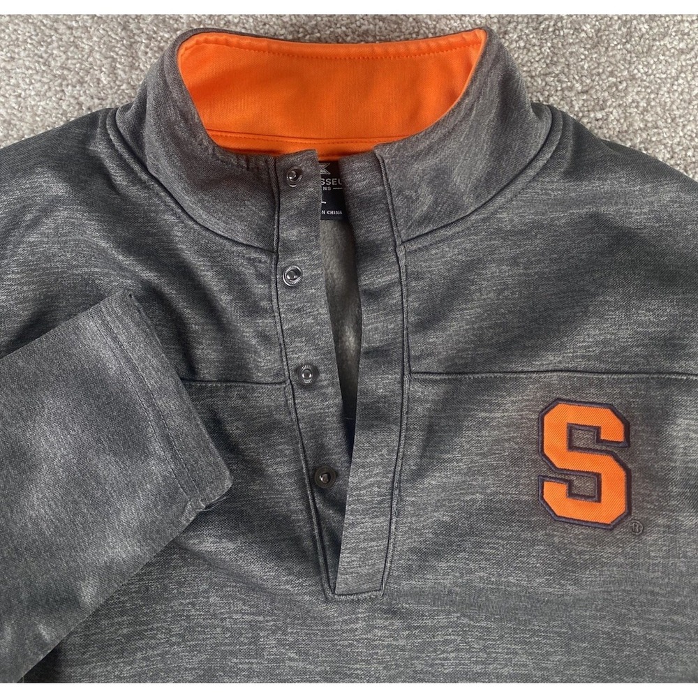 Colosseum Athletics Fleece Pullover 1/4 Zip Jacket Syracuse Orange Mens L Snap